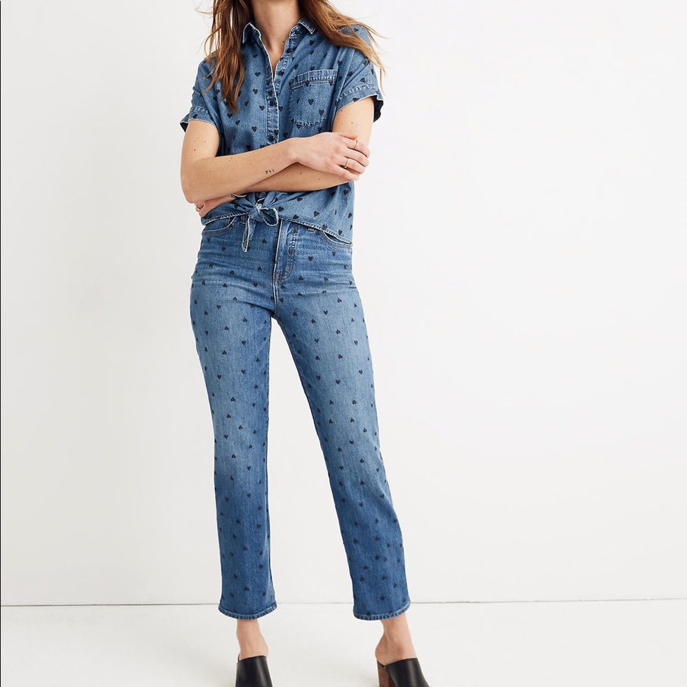 Madewell classic heart print jeans